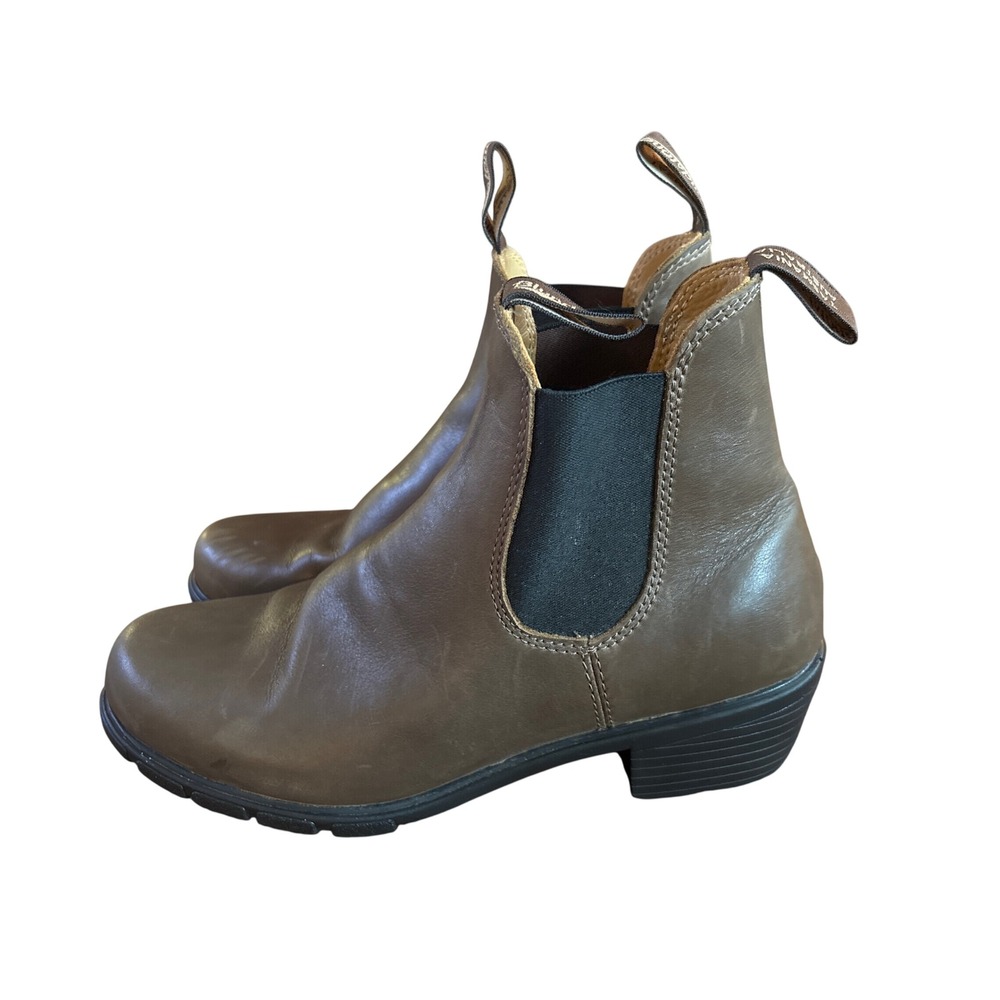 Blundstone Women's Series Heeled Chelsea Boots 10 Olive Brown Good Leather